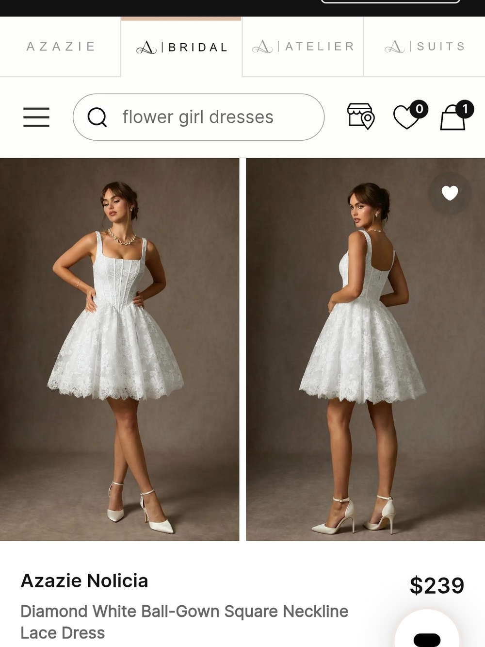 Azazie White Lace Short Ball-Gown Dress